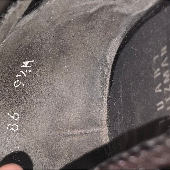 Stuart Weitzman Passive Black Leather Wedge Open Toe Women's Shoes Size 9.5 - Picture 10 of 10